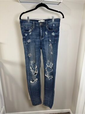 Mudd Distressed Skinny Jeans - Dark Blue